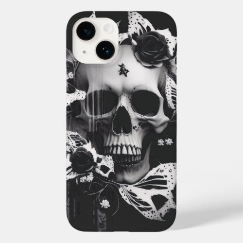 Revenants Embrace Black and White Graphic Skull  Case_Mate iPhone 14 Case