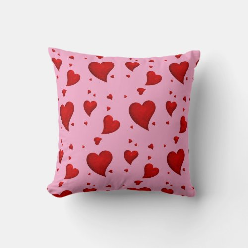 Reverable Red hearts on Pink or White Throw Pillow