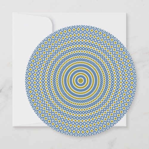 Reverb Round Note Card in Turquoise and Gold