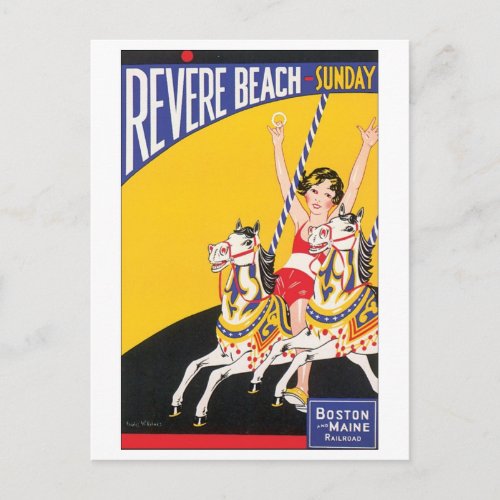 Revere Beach Travel Poster Postcard