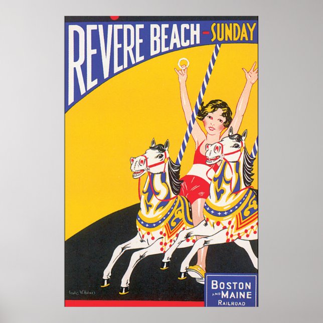 Revere Beach Vintage Travel Poster Artwork (Front)