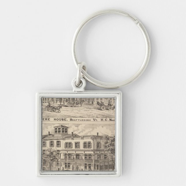 Revere House and Crosby Block in Brattleboro Keychain (Front)