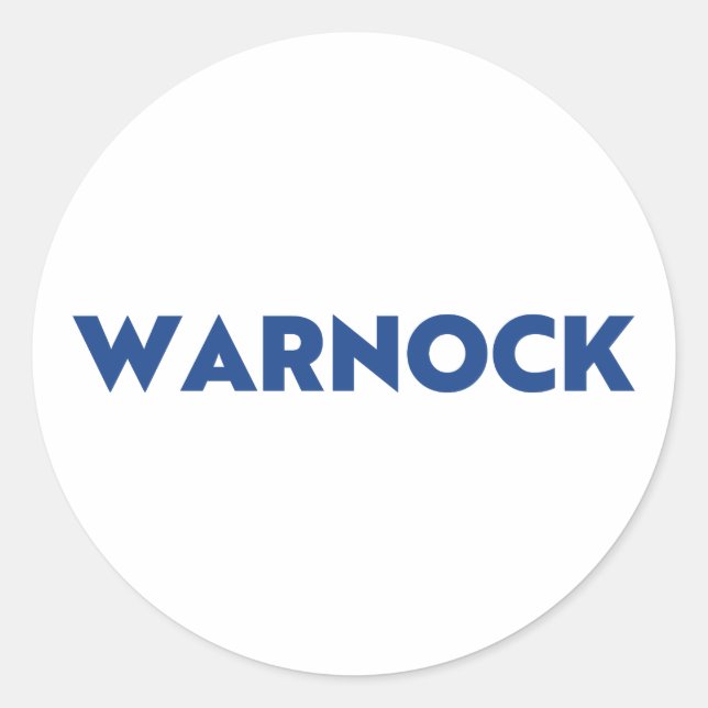 Reverend Warnock Georgia Senate runoff blue white Classic Round Sticker (Front)