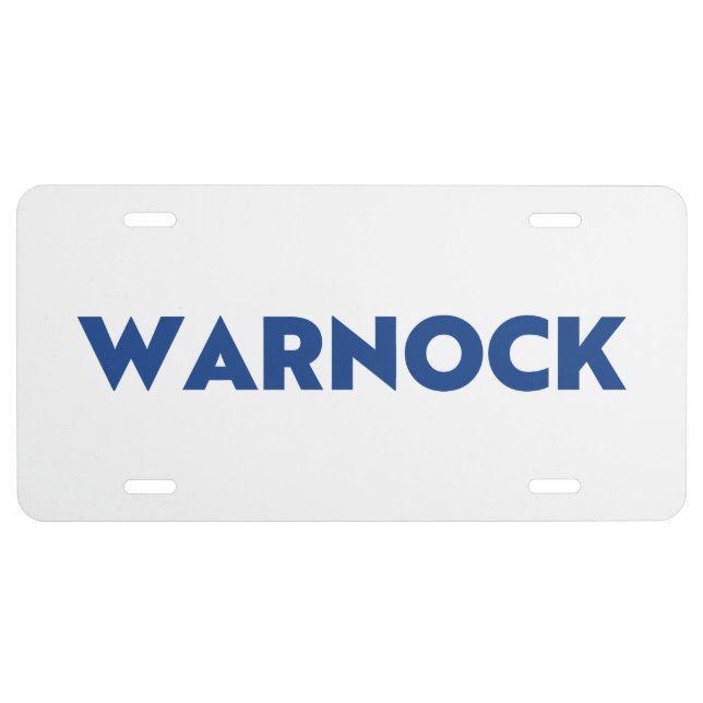 Reverend Warnock Georgia Senate runoff blue white License Plate (Front)