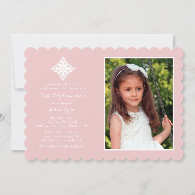 Reverent Cross Religious Photo Invitation (Front)