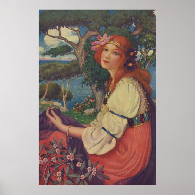 Reverie, 1908, Colorful Gypsy Girl Poster (Front)
