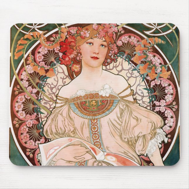 Reverie Alphonse Mucha Mouse Pad (Front)