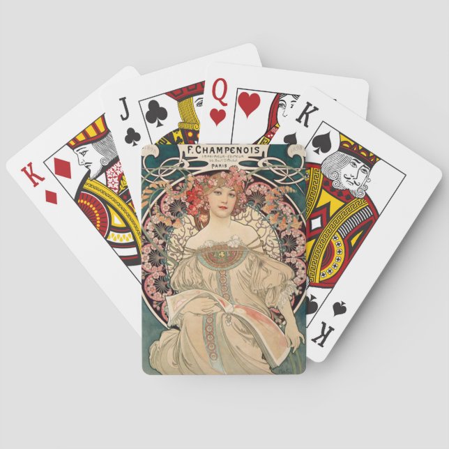 Reverie (Daydream) by Alphonse Mucha Playing Cards (Back)