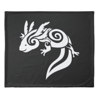 Reversable Black Tribal Axolotl Mexican Salamander Duvet Cover