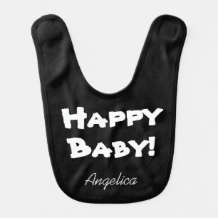 Reversable Happy Baby! / Not Today. Black & White Baby Bib