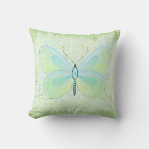 Reversable Lime and Aqua Jeweled butterfly pillow