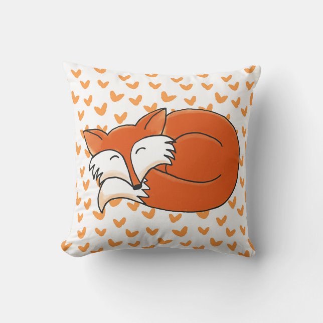 Reversable Little Fox Sleeping/Sitting Throw Pillow (Front)