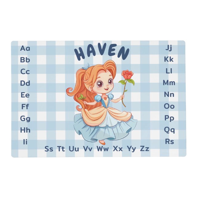 Reversable Princess and Unicorn Laminated Placemat (Front)