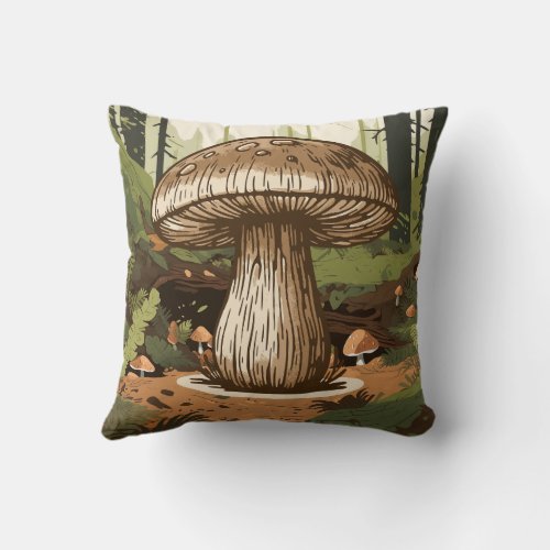 Reversable Woodland Forest Cottagecore Mushroom  Throw Pillow