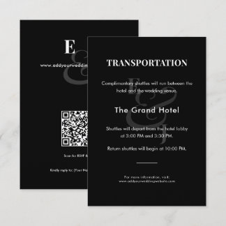 REVERSE Black Wedding Transportation Detail | QR Enclosure Card