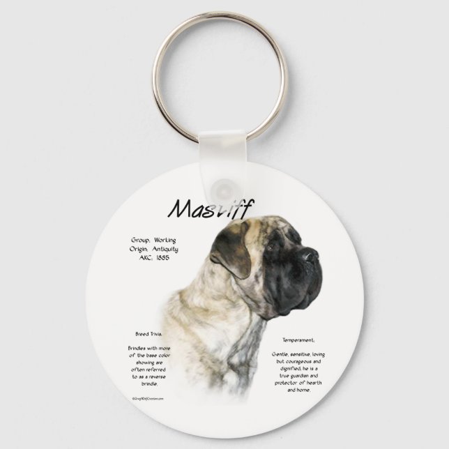 Reverse Brindle Mastiff History  Keychain (Front)