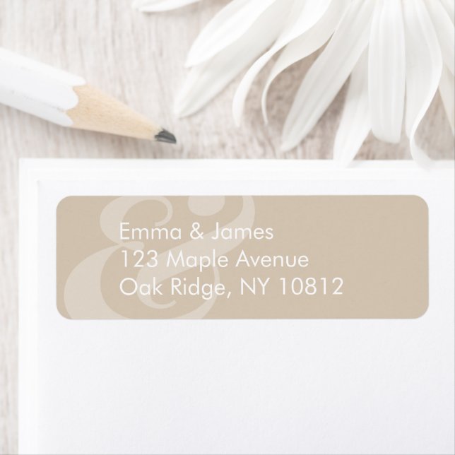 Reverse Champagn Wedding Return Address | Centered Label (Insitu)