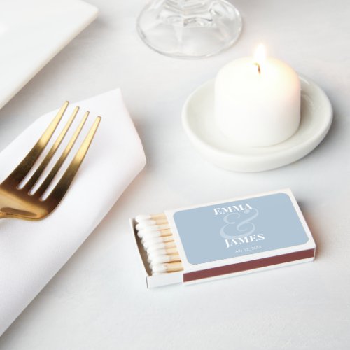 REVERSE D Blue Ampersand Wedding | Names & Date Matchboxes