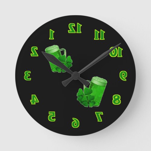 Reverse Dial Back To Front  Beers St Patricks Round Clock