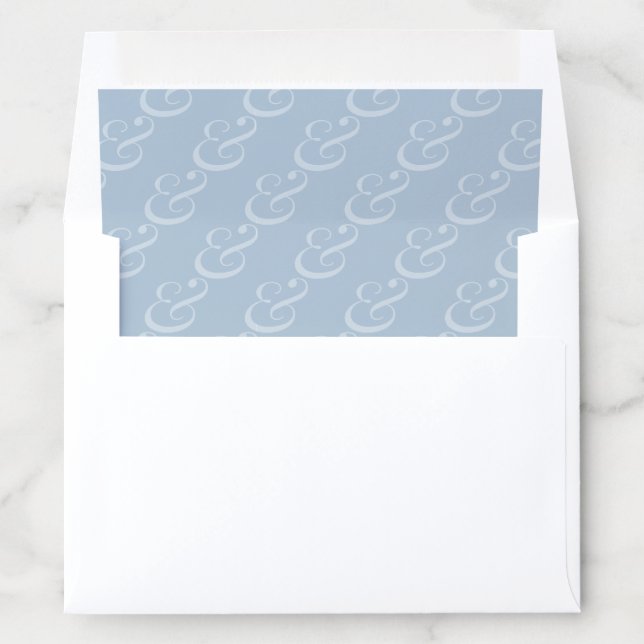 REVERSE Dusty Blue Ampersand Pattern Wedding |  Envelope Liner (In Envelope)