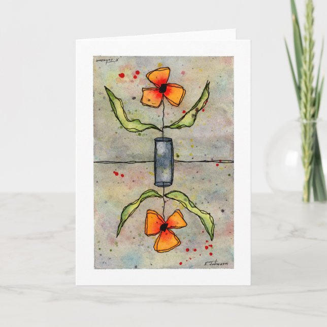 Reverse Flowers Watercolor Greeting Card (Front)