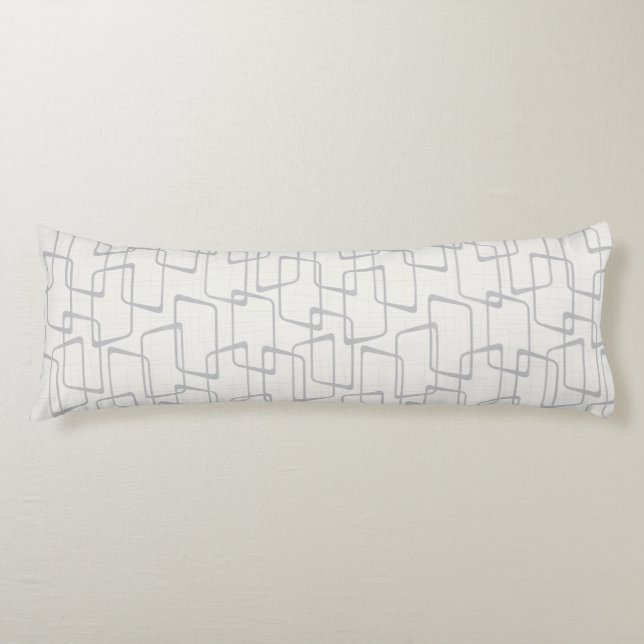 Reverse Gray Retro Lino Print Geometric Pattern Body Pillow (Front)