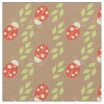 Reverse Ladybugs &amp; Leaves on Brown Paper Pattern Fabric