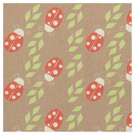 Reverse Ladybugs & Leaves on Brown Paper Pattern Fabric