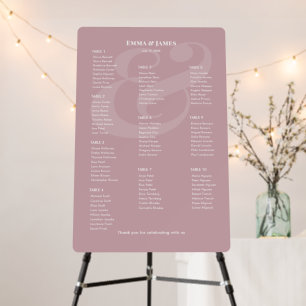 REVERSE Mauve Ampersand Wedding 10 Seating Chart Foam Board