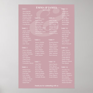 REVERSE Mauve Ampersand Wedding 14 Seat Chart