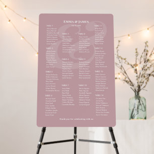 REVERSE Mauve Ampersand Wedding 14 Seating Chart Foam Board
