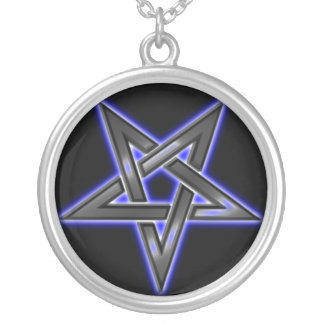 reverse pentacle neckalace silver plated necklace