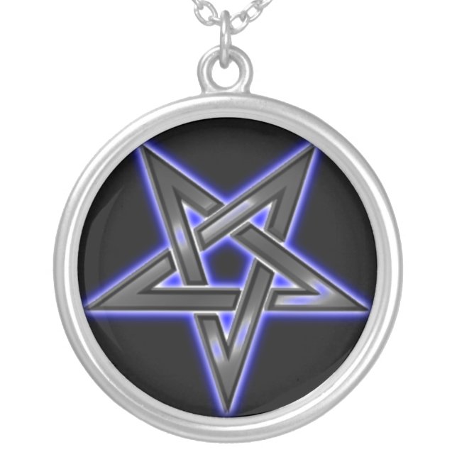 reverse pentacle neckalace silver plated necklace (Front)