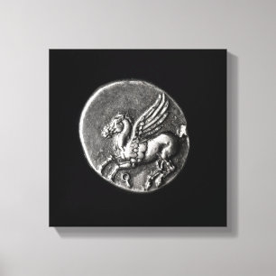 Reverse side of  coin depicting Pegasus Canvas Print