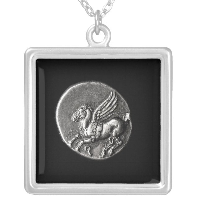 Reverse side of  coin depicting Pegasus Silver Plated Necklace (Front)