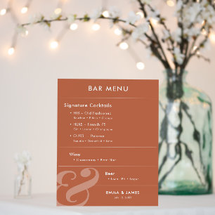 Reverse Terraco Ampersand Wedding   Bar Menu Table Foam Board