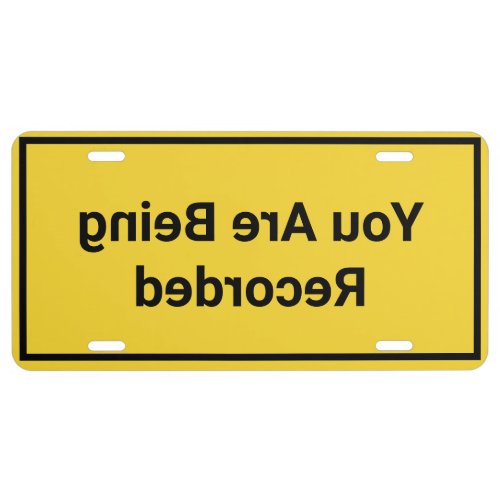 Reverse Text Your Words Yellow Front of Vehicle License Plate