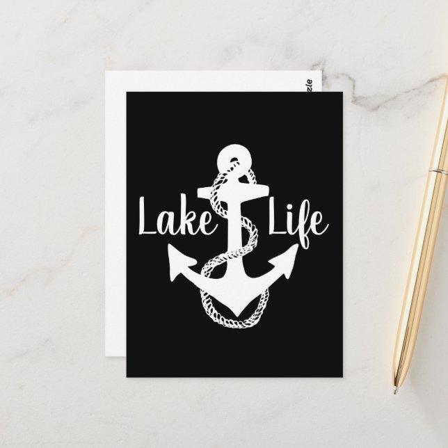 Reverse two-sided nautical LAKE LIFE + ANCHOR | Postcard (Front/Back In Situ)