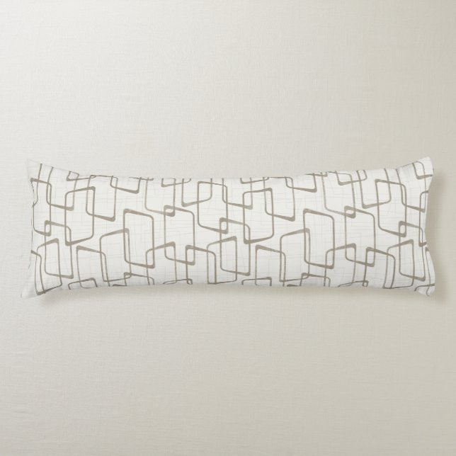 Reverse Warm Gray Retro Geometric Pattern Body Pillow (Front)