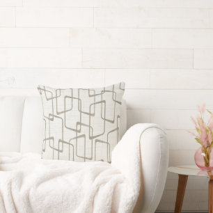 Reverse Warm Gray Retro Geometric Pattern Throw Pillow