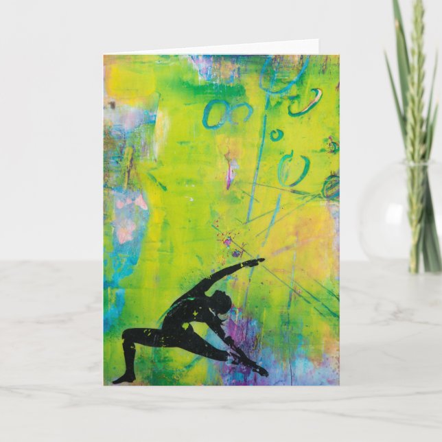 Reverse Warrior Yoga Girl Greeting Card (Front)