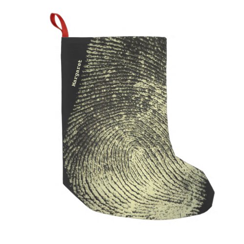 Reversed Loop Fingerprint Custom Name Crime Scene Small Christmas Stocking