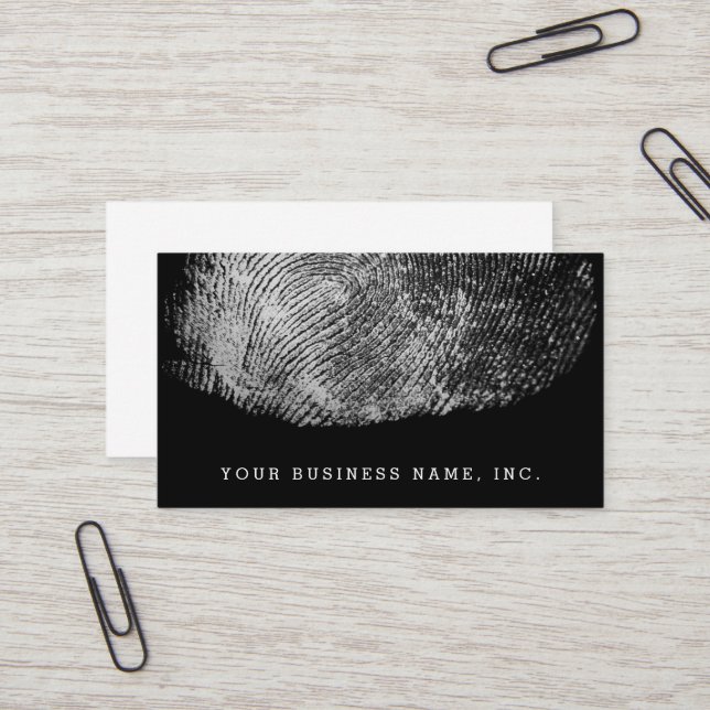 Reversed Loop Fingerprint Monochrome Business Card (Front/Back In Situ)