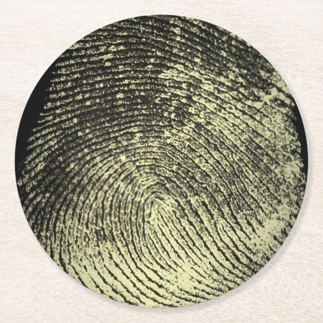 Reversed Loop Fingerprint Round Paper Coaster (Front)