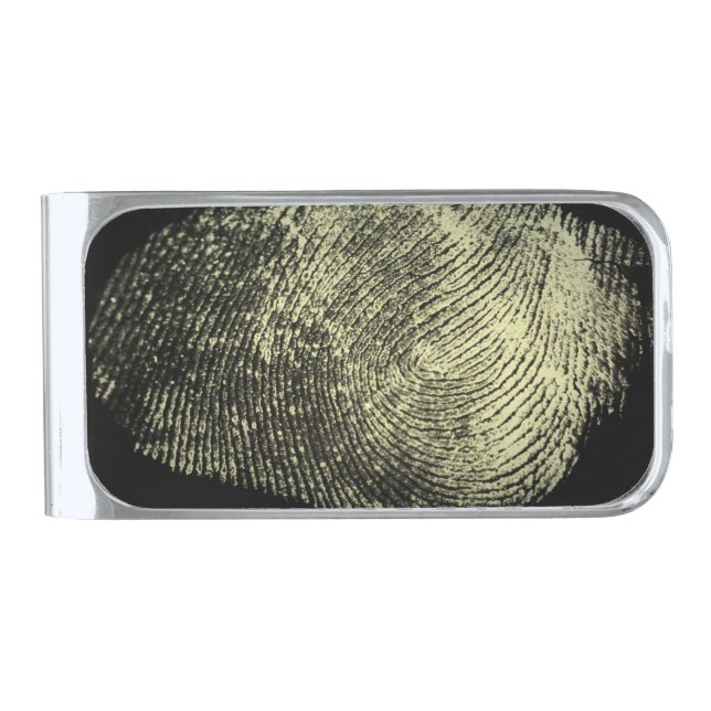 Reversed Loop Fingerprint Silver Finish Money Clip (Front)
