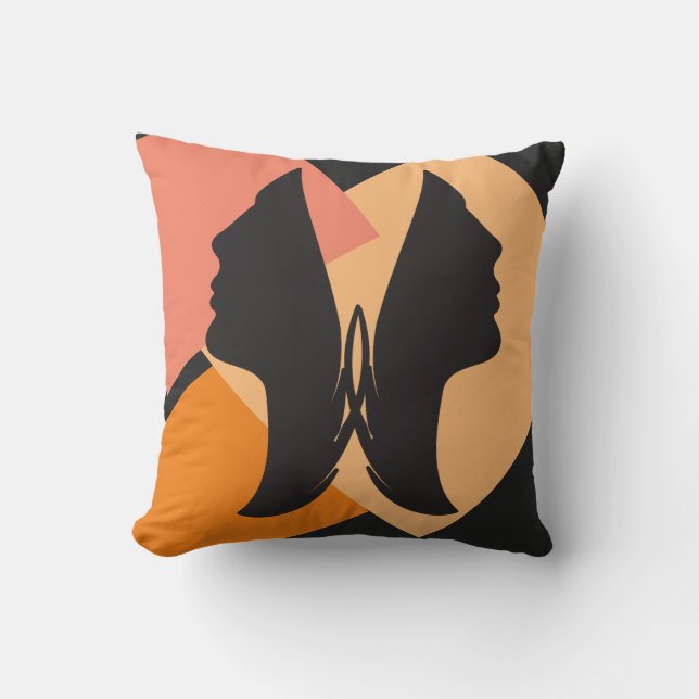 Reversible Abstract Joined Two Faces   Throw Pillo Pillow (Front)