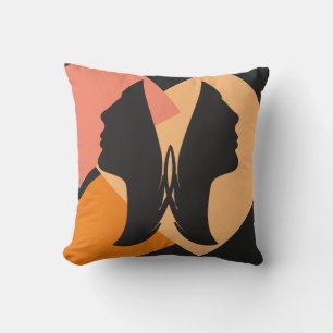 Reversible Abstract Joined Two Faces Throw Pillo Throw Pillow
