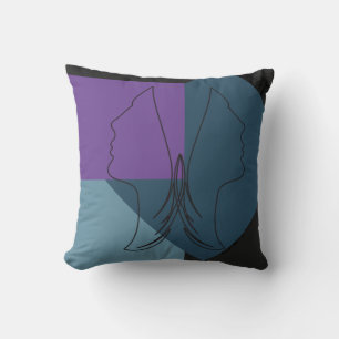 Reversible Abstract Joined Two Faces Throw Pillow