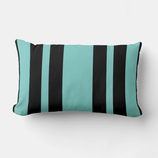Reversible Aqua Stripes Lumbar Pillow (Front)