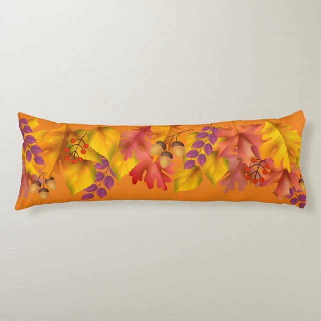 Reversible Autumn Fall Leaves Body Pillow (Front)